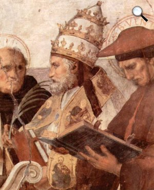 Raffaello: Aquinói Szent Tamás (1224. vagy 1525(?)-1274) itáliai teológus, filozófus, festmény részlet, 1509 (Fotó: Wikimédia)