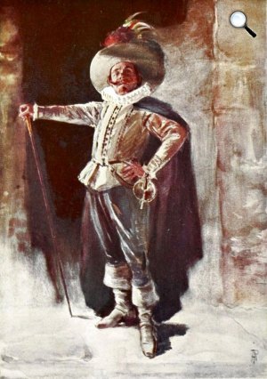 Percy Anderson: Cyrano de Bergerac kosztümös szerepében Benoît-Constant Coquelin francia színész, 1906 (Fotó: gutenberg.org)