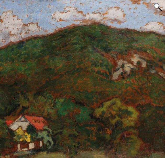 Rippl-Rónai József: Hegyoldal piros tetejű házzal, 1906, Antal-Lusztig gyűjtemény (Fotó: MaNDA)