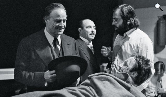 A Keresztapa forgatásán - Marlon Brando színész és Francis Ford Coppola rendező (Fotó: listal.com)