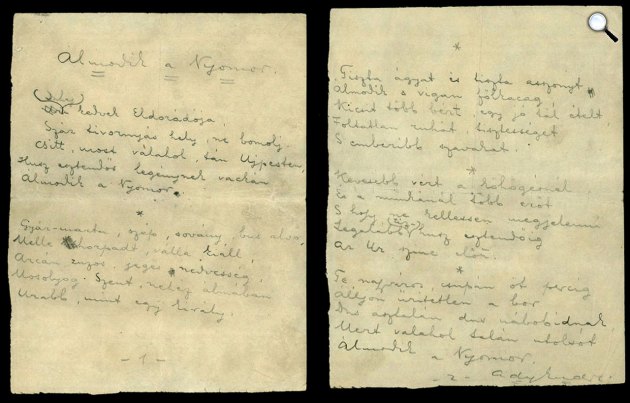 Kézirat - Ady Endre: Álmodik a nyomor, 1909 (Fotó: OSZK)