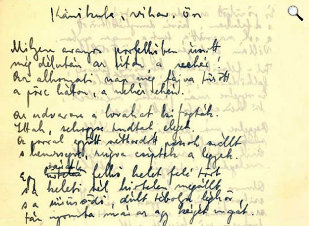 Kézirat - Vas István: Kánikula, vihar, ősz, részlet (Fotó: PIM)