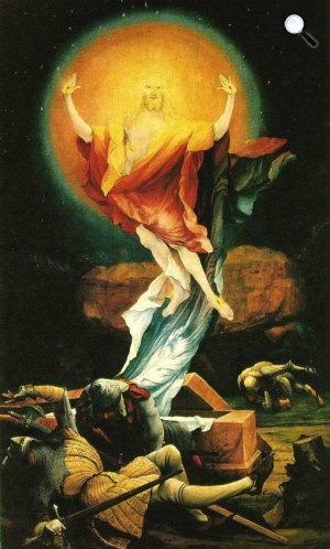Matthias Grünewald: Feltámadás, a híres isenheimi szárnyas oltárnak az egyik képe, 1512-16 (Fotó: Wikimédia)