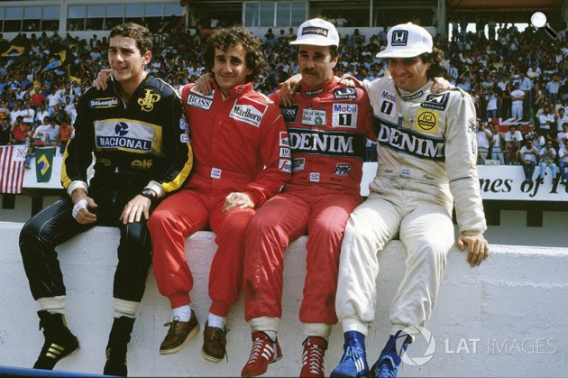 Forma-1 Portugál Nagydíj, 1986 - Ayrton Senna (Lotus), Alain Prost (McLaren), Nigel Mansell (Williams), Nelson Piquet (Williams) (Fotó: Facebook / @oficialayrtonsenna)