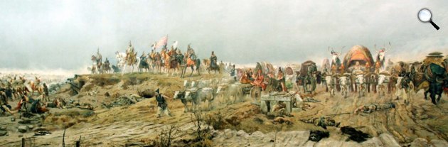 Feszty Árpád: A magyarok bejövetele - Árpád győzelme, részlet (Fotó: opusztaszer.hu)