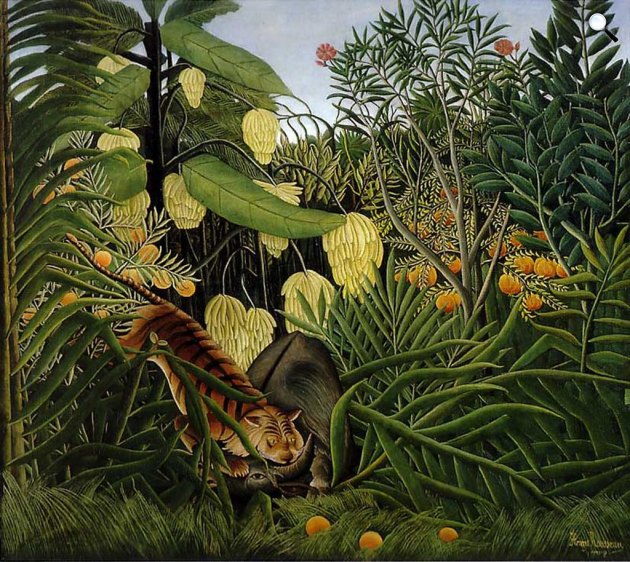 Henri Rousseau: Tigris küzdelme egy bivallyal, 1891 (Fotó: Wikiart)