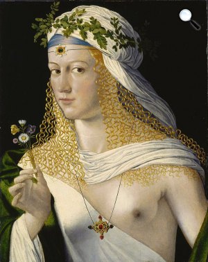 Bartolomeo Veneto: Flóra (korábban Lucrezia Borgia arcképének tartották), 1520 körül (Fotó: Wikimédia)