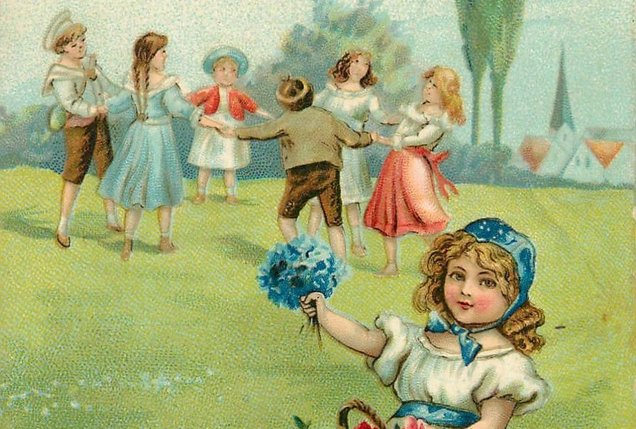 Pünkösdi szokások, májusfa, képeslap (Fotó: Pinterest)