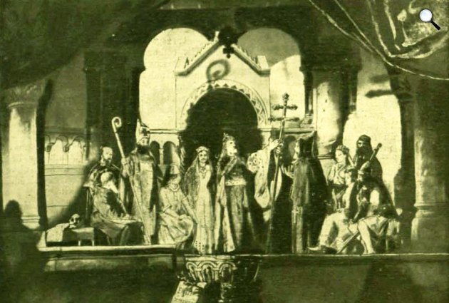 Szent István ünnep - Szent István király átveszi a kereszténység jelvényeit, 1895 (Fotó: Vasárnapi Ujság / OSZK)