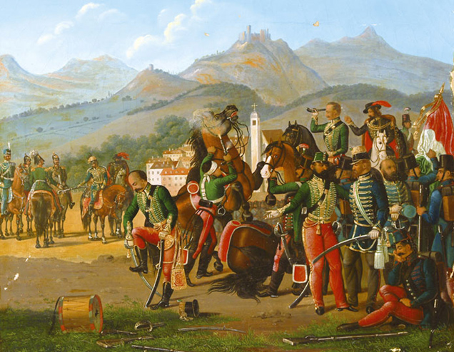 Magyar festő: Világosi fegyverletétel 1849-ben, XIX. század közepe (Fotó: OSZK)