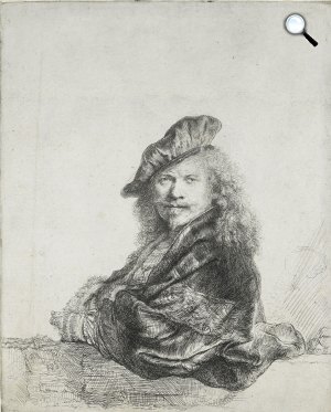Rembrandt Harmensz van Rijn: Kőmellvédre támaszkodó önarckép, 1639 (Fotó: Szépművészeti Múzeum)