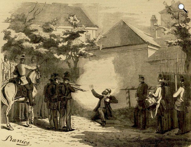 Gróf Batthyány Lajos (1807-1849) kivégzése, 1849. október 6-án (Fotó: Vasárnapi Ujság/illusztráció)