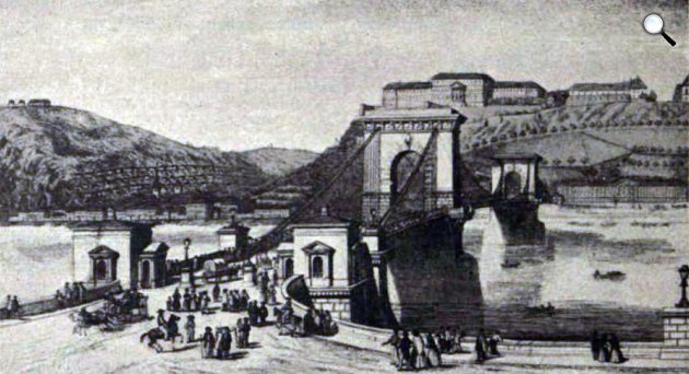 A Lánchíd Tierney Clark rajza után (Fotó: Vasárnapi Ujság/OSZK)