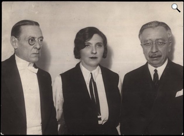 Szomory Dezső (1869-1944) író, Gombaszögi Frida (1890-1961) színésznő és Hegedűs Gyula (1870-1931) színész, 1933 (Fotó: Takáts Alice/PIM)
