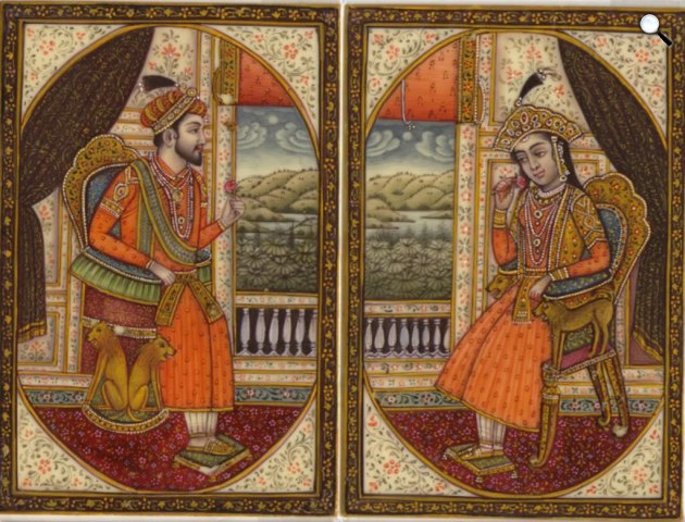 Sáh Dzsahán mogul sah, a Tadzs Mahal építtetője és felesége, Mumtáz Mahal, miniatűr (Fotó: Wikimédia)