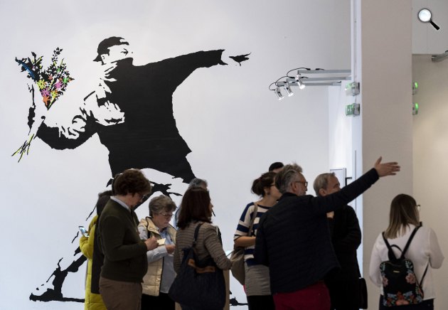 Banksy kiállítása a Tesla Loft-ban, Budapest, 2020 (Fotó: MTI/Szigetváry Zsolt)
