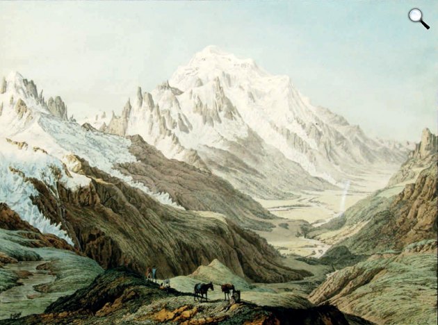 Jean-Antoine Linck: Kilátás a Chamony-völgyre Argentiere közelében, 1766 (Fotó: harteveld.ch)