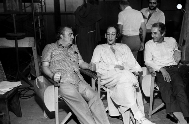 Casanova forgatása - Federico Fellini rendező, Donald Sutherland színész, Michelangelo Antonioni rendező, 1979  (Fotó: @federfellini/Facebook)