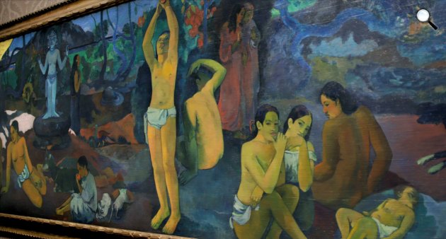 Paul Gauguin: Honnan származunk? c. 1897-es festménye a Bontoni Szépművészeti Múzeumban (Fotó: Pannonia Entertainment)