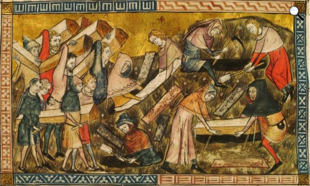 Pierart dou Tielt: Tournai polgárai eltemetik a pestis áldozatait, Tournai, kb. 1353 (Fotó: Wikimédia)