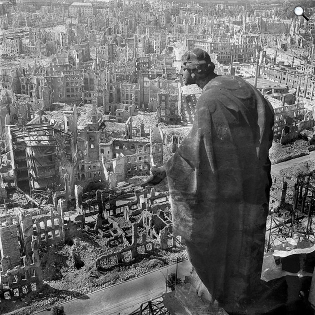A brit és az amerikai légierő támadása Drezda ellen, 1945. február (Fotó: Wikimédia)