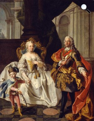 Palko: Családi portré - Mária Terézia és Lotharingiai Ferenc, valamint a kis József főherceg, 1747 (Fotó: Heeresgeschichtliches Museum)