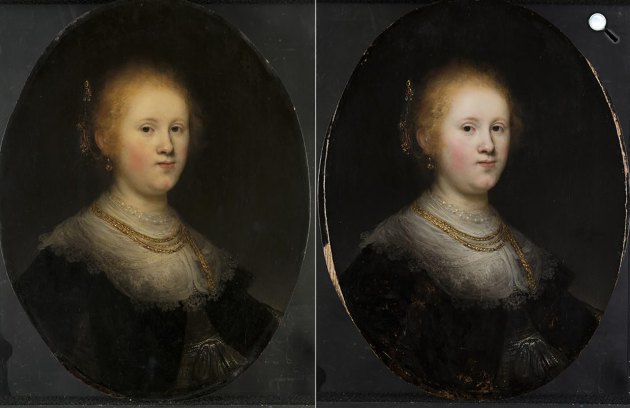 Rembrandt festménye a Fiatal nő arcképe c. festmény 1632 (Fotó: Facebook/@atownartmuseum)