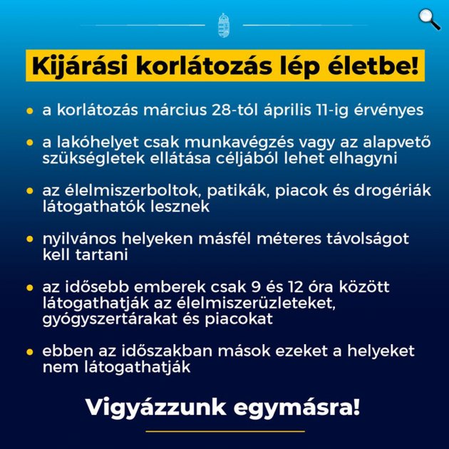 Kijárási korlátozás lép életbe Magyarországon március 28-tól április 11-ig (Fotó: magyarorszag.hu)