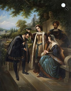 Henry Nelson ONeil: Aragóniai Ferdinánd király és Kasztíliai Izabella királynő fogadta Kolumbusz Kristófot (Fotó: Wikimédia)