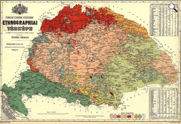 Réthey Ferenc - Magyarország etnográfiai térképe,1886 (Fotó: gallica.bnf.fr)