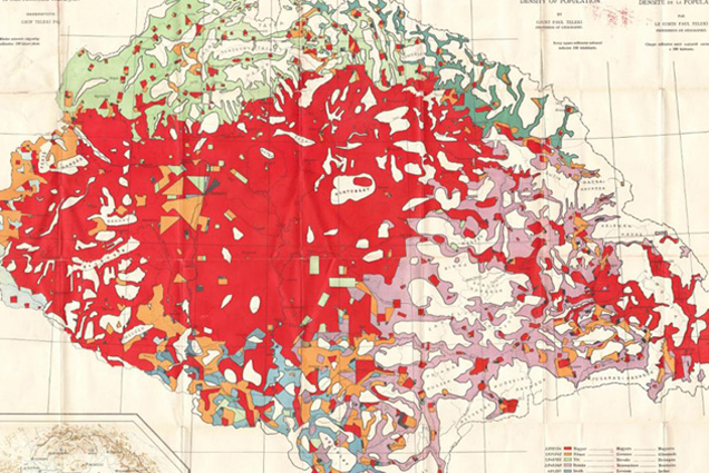 Teleki Pál - Magyarország néprajzi térképe a népsűrűség alapján. 1919-es változat. (Fotó: OSZK/magángyűjtemény)