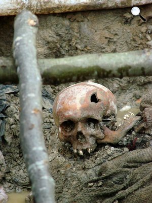 Az 1995-ös srebrenicai mészárlás egy áldozatának teteme, 2007 (Fotó: Adam Jones)