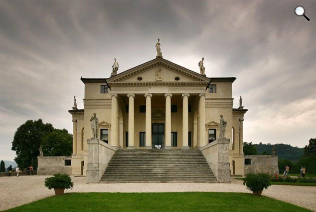 Az 1552-ben épült Villa Rotonda, Andrea Palladio tervezése, Vicenza (Fotó: Pinterest)