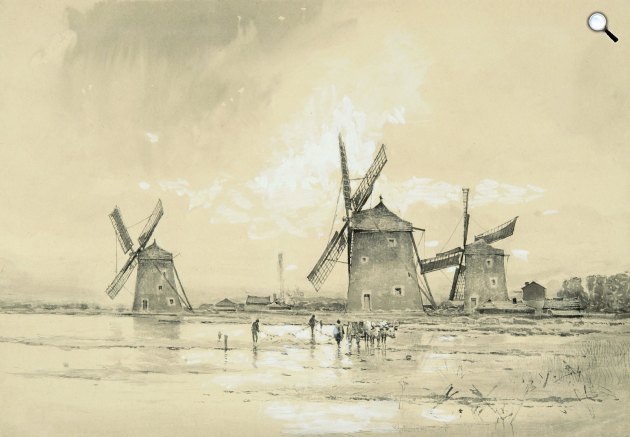 Mednyánszky László: Félegyházi szélmalmok, 1890 körül (Fotó: MNG)