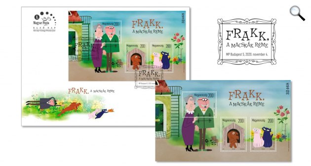 Frakk, a macskák réme - bostabélyeg (Fotó: Magyar Posta/MTVA)