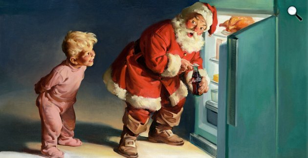 Santa Claus, azaz Mikulás egy Coca-Cola üdítőreklámon, 1959 (Fotó: Coca-Cola)