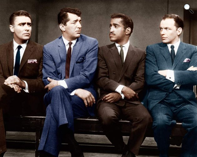 Oceans Eleven (A dicső tizenegy) - a Rat Pack tagjaival: Peter Lawford, Dean Martin, Sammy Davis Jr. és Frank Sinatra, 1960 (Fotó: listal.com)