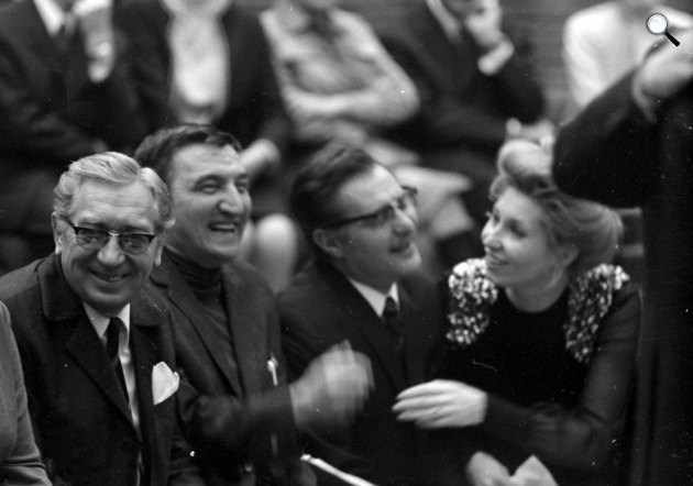 Csákányi László (1921-1992), Gera Zoltán (1923-2014), Agárdy Gábor (1922-2006) és Schubert Éva (1931-2017) színművészek, 1972 (Fortepan/Szalay Zoltán)
