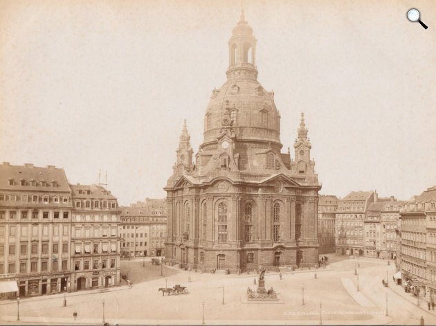A barokk stílusú Frauenkirche - Miasszonyunk templom -, Drezda, 1890-es évek (Fotó: Reddit)