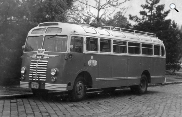 Ikarus IK30 busz, közlekedik, Budapest, 1952 (Fotó: Fortepan/ Angyalföldi Helytörténeti Gyűjtemény)
