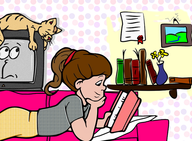 Fiatal lány otthon olvas, illusztráció (Fotó: Pixabay)