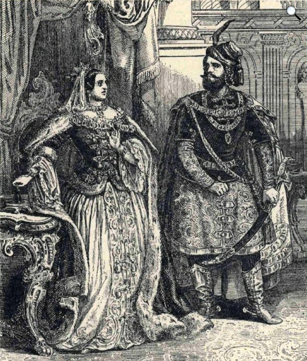 Erkel Ferenc - Egressy Béni - Katona József: Bánk bán - Gertrud és Bánk bán, operajelenet, 19. szd. (Fotó: Vahot Imre: Magyar Thália/OSZK)