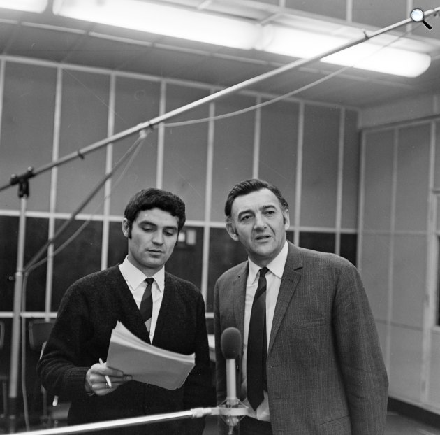 Werfel: A Musza Dagh 40 napja c. regény rádiójáték felvétele - Szersén Gyula és Sinkovits Imre, 1969 (Fotó: Fortepan/ Szalay Zoltán)