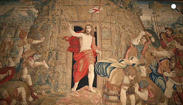 Jézus Krisztus feltámadása, gobelin, Vatikán Múzeum (Fotó: Wikimédia)
