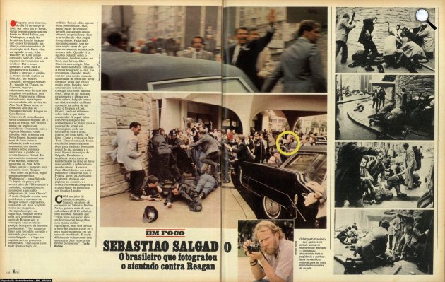 Sebastiao Salgadó fotóriporter - Merénylet kísérlet Ronald Reagan amerikai elnök ellen, aki életveszélyes sérüléseket szenvedett, 1981. március 30., Washington (Fotó: Sebastião Salgado/Mai Manó Ház)