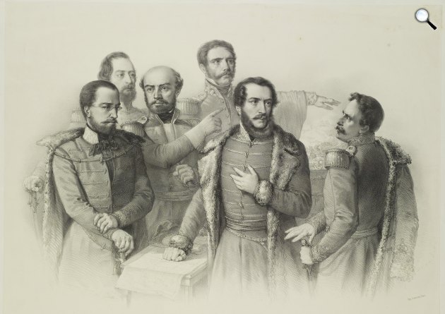Alexandre Colette: Magyarország utolsó támogatói az 1848-49-es forradalom idején - Görgey Artúr, Perczel Mór, Bem József, Dembinszky Henrik, Kossuth Lajos, Aulich Lajos (Fotó: KU Leuven) 