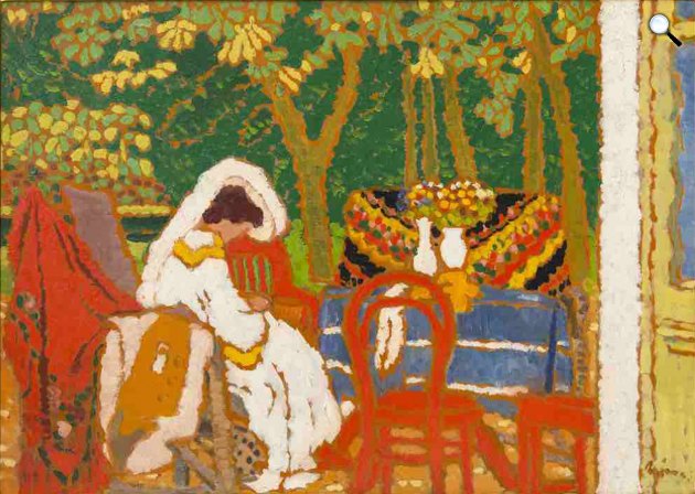 Rippl-Rónai József: Kertben (Fehérruhás nő a kertben varr), 1909 (Fotó: Virág Judit Galéria)