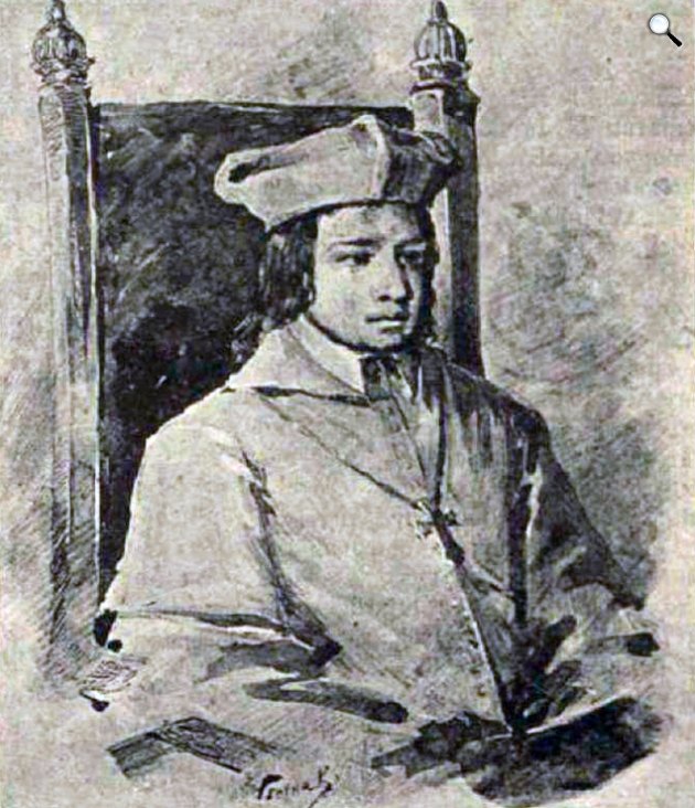 Bakócz Tamás (1442-1521) esztergomi érsek arcképe a Detrichstein Zsigmond menyegzője című festményen, Grác, 1526 (Fotó: Vasárnapi Ujság/OSZK)