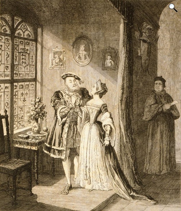 George Cruikshank: VIII. Henrik megbékélése Anne Boleyn Annával, 19. szd (Fotó: Wikimédia)