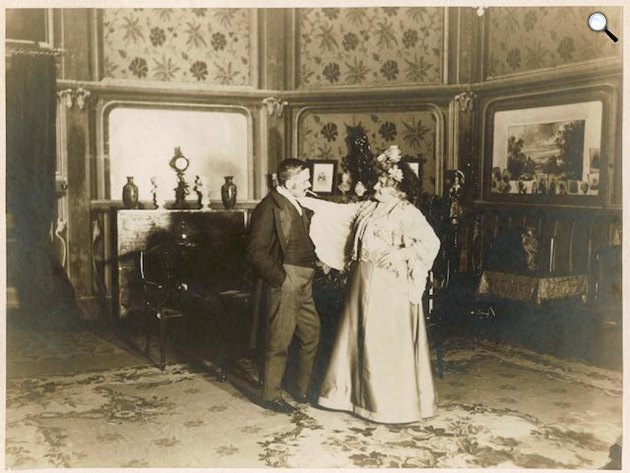 Rózsahegyi Kálmán és Rákosi Szidi a Nemzeti Színház színpadán, 1905 (Fotó: Magyar Nemzeti Múzeum/europeana.eu)